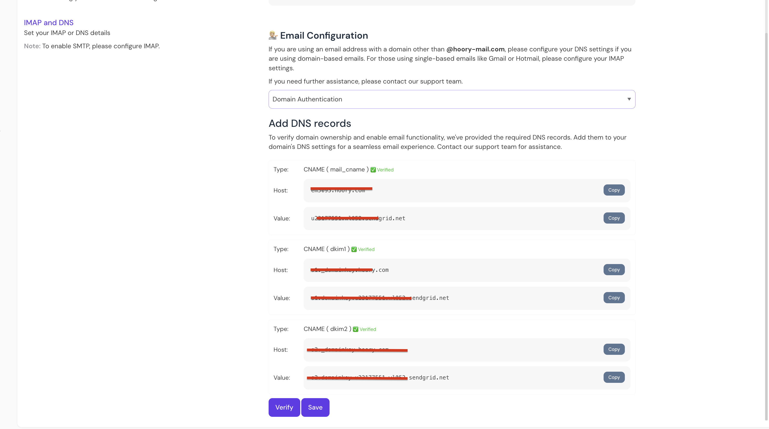 configure dns in hoory