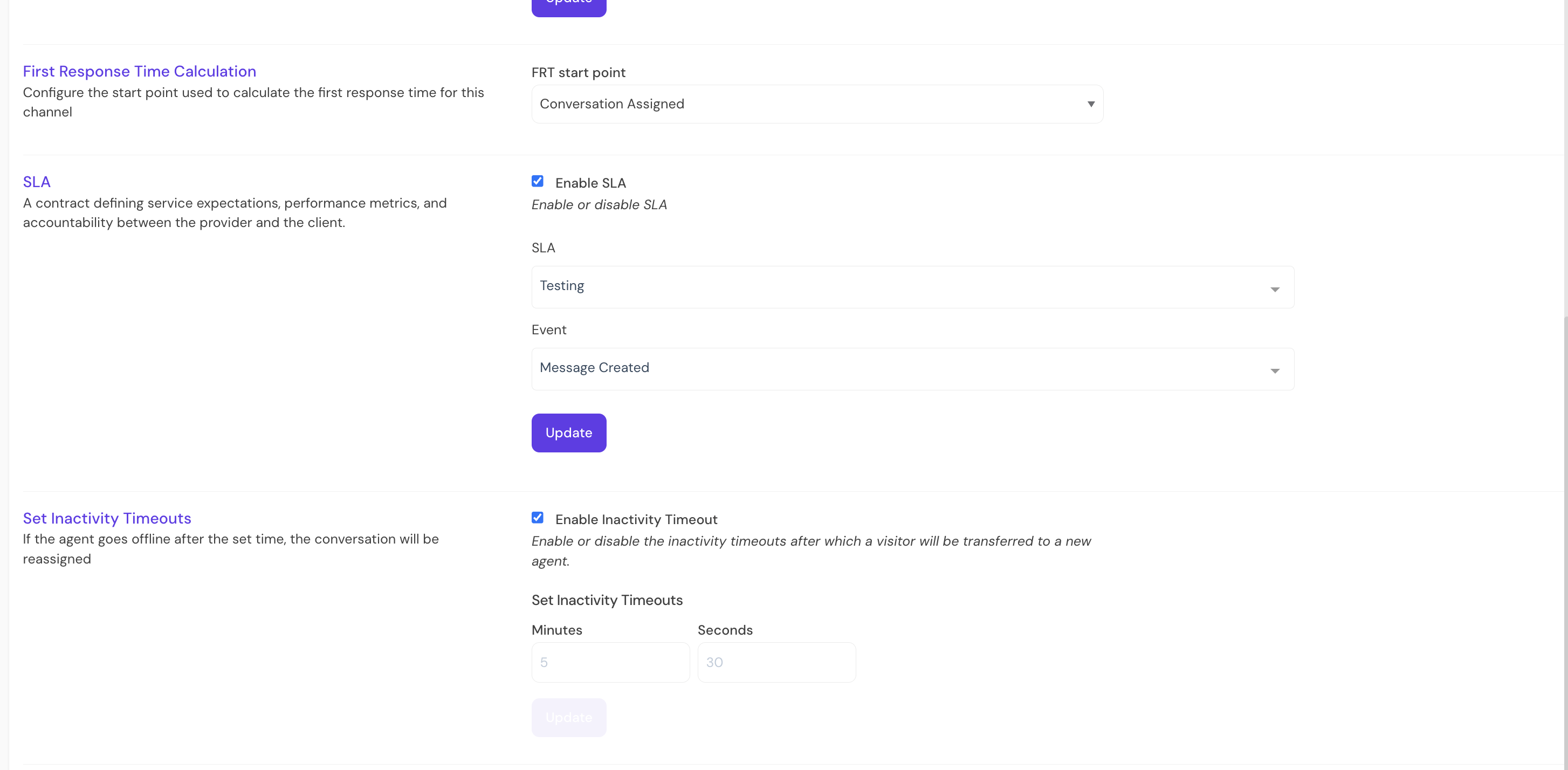 channel settings