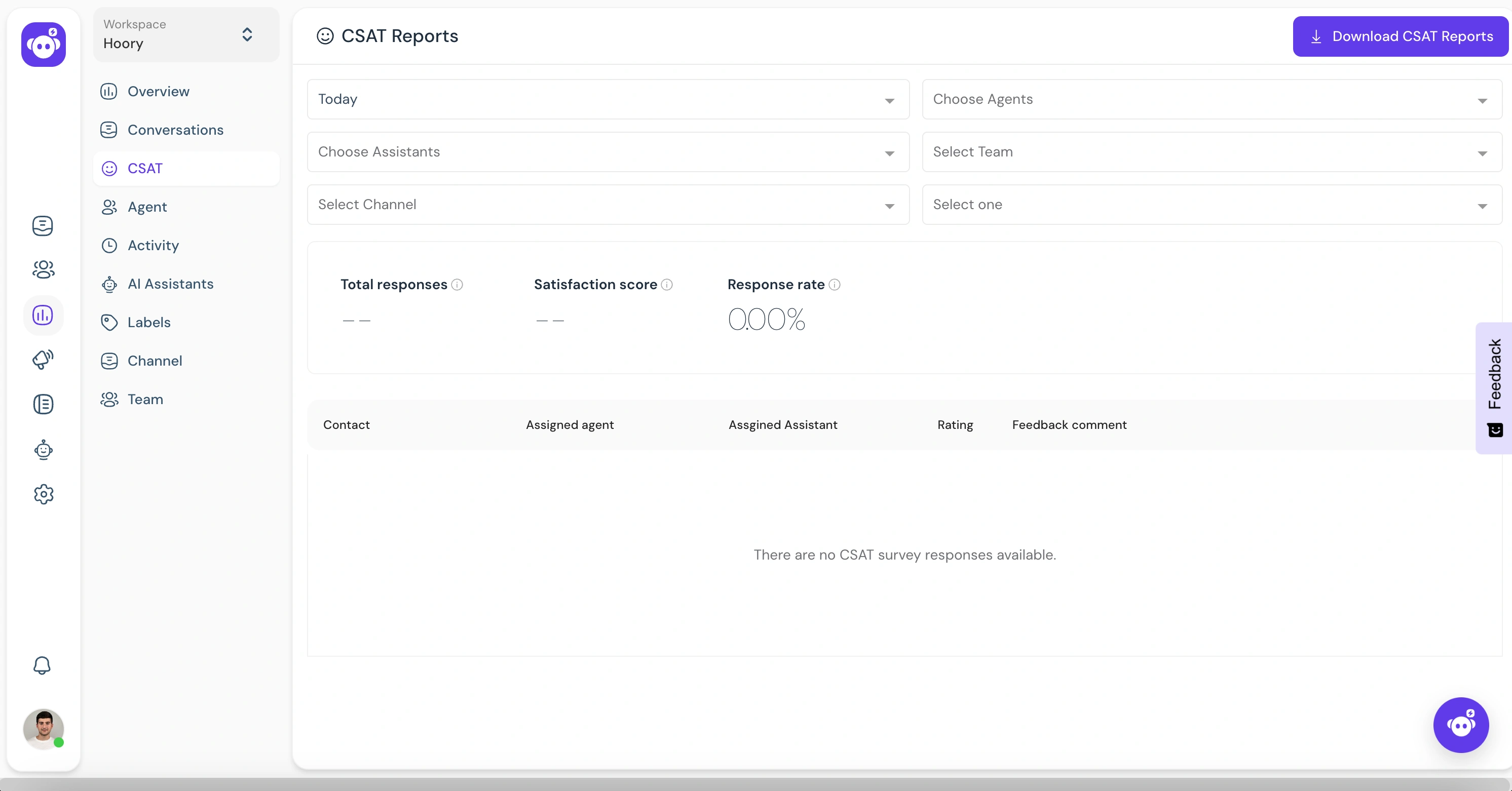 CSAT Report Screen