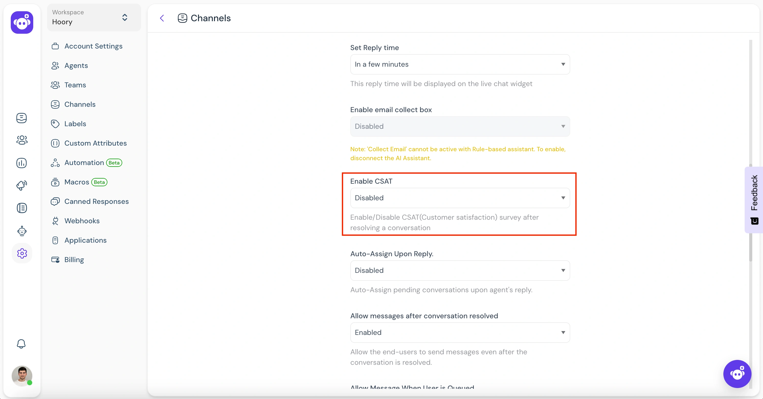 enable-disable-csat