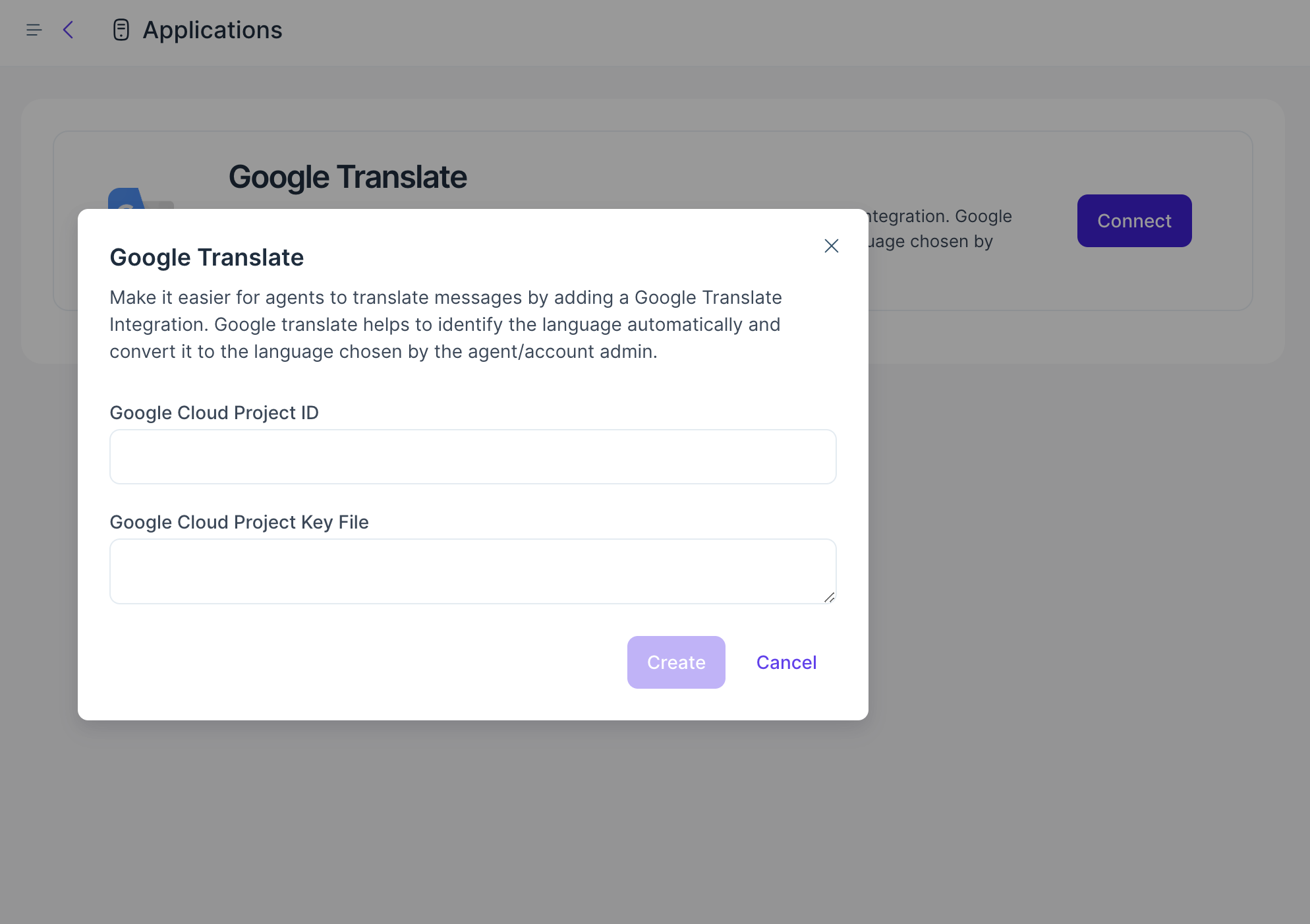 Google Translate setup