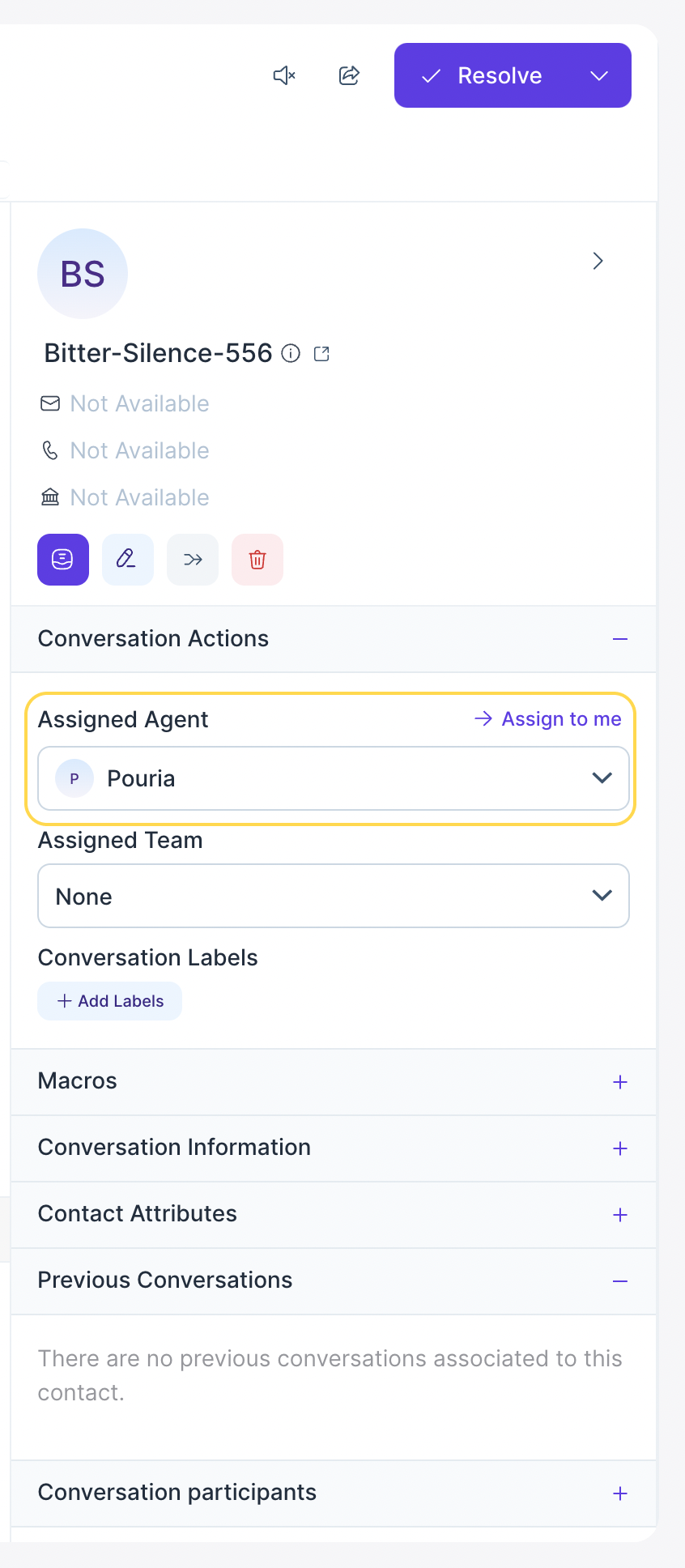 Assign Agent to Conversation Drop Down
