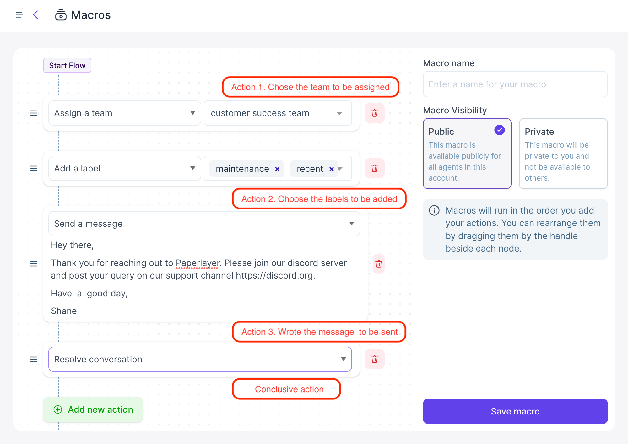 Macros example Setup in Hoory